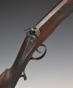 Unnamed 12 bore percussion hammer action muzzle loading shotgun with engraved lock and hammer,