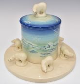 Dennis Chinaworks signed limited edition 4/20 covered figural cache pot 'Polar Bear Procession',