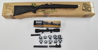 Remington composite rifle stock with trigger guard and semi-pistol grip together with a Bushnell