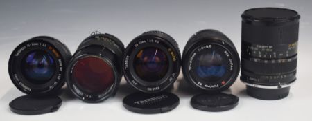 Four Tamron SLR camera lenses to suit Nikon, comprising 135mm 1:2.8, 35-70mm 1:3.5, 35-80mm 1:2.8-