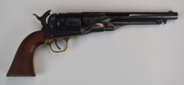 Deactivated Armi San Marco Colt six-shot single-action revolver with engraved scenes to the