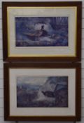 Two Archibald Thorburn prints Pheasants and Grouse dated 1891, in hardwood frames, L78 x W58cm