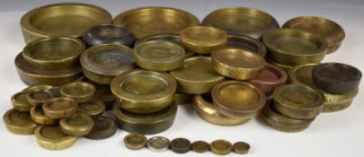 Large collection of Georgian, Victorian and later flat stacking weights including City of Bristol