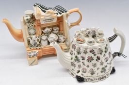 Two novelty Portmeirion teapots, tallest 21cm