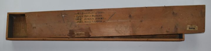Purdey wooden shipping box or crate marked 'From James Woodward & Sons Gun & Rifle Makers, 64 St