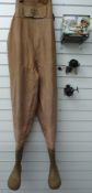 Pair of Snowbee chest waders approximately size 8, Matt Hayes Ultimate Fishing DVD collection and