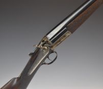 12 bore single barrelled hammer action shotgun with engraved lock signed Mortimer, chequered grip