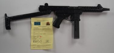 Deactivated Spanish Star Z70 submachine gun with folding stock, extended magazine and pistol grip,