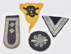 Three German Luftwaffe cloth badges comprising Gefreiters rank shoulder board, an aircraft equipment