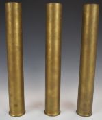 Three 1.5 bore 10oz shot 10 inch brass cased punt gun cartridges.