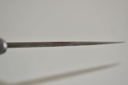 Fairbairn Sykes post war fighting knife, with J Norwill & Son maker's mark and 17cm blade. PLEASE