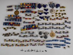 American badges, medal ribbons, bars and medals including rank insignia, efficiency and