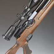 Weihrauch HW100 .177 PCP air rifle with 15 shot magazine, shaped and chequered grip, adjustable hair