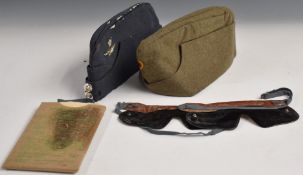 Royal Air Force side cap with associated badges, German garrison side cap dated 1964 together with