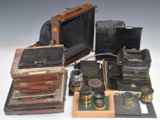 Thornton Pickard Imperial triple extension plate camera, together with a quantity of film holders