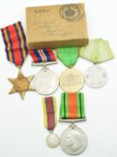 WW2 British Forces medals comprising Burma Star, Defence Medal and War Medal with postal box to W