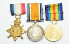 Royal Navy WW1 medal trio comprising 1914/1915 Star, War Medal and Victory Medal named to M.37 H E