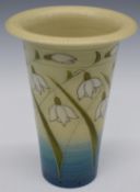 Dennis Chinaworks signed limited edition 49/106 flute vase decorated with snowdrops, H16cm