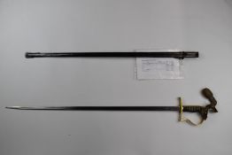 Swedish Infantry officer's sword with brass hilt and guard, inscribed Stolin 124 (Royal Scanian