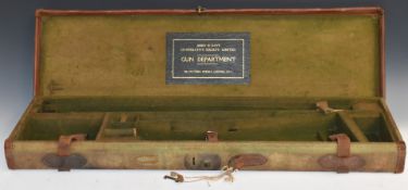Leather and canvas bound shotgun case with fitted interior and 'Army & Navy Co-Operative Society