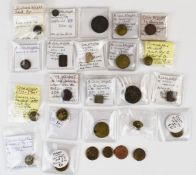 Coin weights, mostly with annotated slips including William III, Georgian, Victorian and some