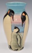 Dennis Chinaworks signed limited edition 52/? baluster vase decorated with Emperor penguins, dated