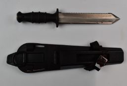 Royal Navy diver's knife by John Nowill & Sons Ltd, Sheffield, England to 20cm double edged blade,