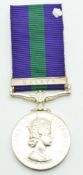 British Army General Service Medal with clasp for Malaya named to 23488264 Trooper G Evans 13/18th