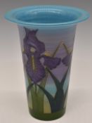 Dennis Chinaworks signed Sally Tuffin limited edition 374 flute vase decorated with irises, H16cm