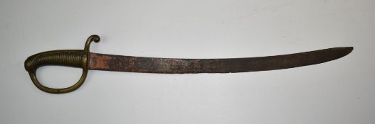 Two brass hilted short swords /cutlasses, both with 58cm blades. PLEASE NOTE ALL BLADED ITEMS ARE