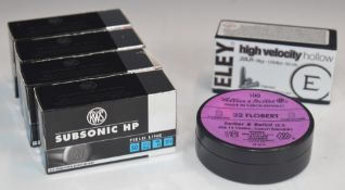 Three-hundred-and-fifty .22LR rifle cartridges including RWS Subsonic and Eley Velocity, all in