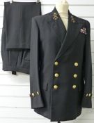 Royal Navy uniform with associated buttons and qualification badges and medal ribbon bar, size