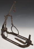 Unusual vintage wrought iron ring rabbit trap, 40 x 44 x 7cm