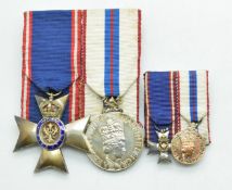 Royal Victorian Order breast badge 5th class, number 1414 to reverse, together with a Queen's Silver