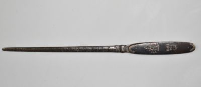 Imperial German WW1 patriotic letter opener with 16cm blade marked in inches on one side and