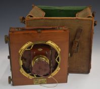 Tudor T Hora & Co mahogany plate camera with Beck symmetrical lens and Thornton Pickard shutter,