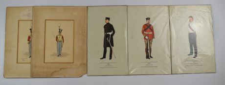 Five military pictures comprising Major, Irish Guards; Sergeant, Irish Guards and Sergeant,