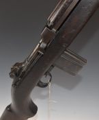 Deactivated American M1 semi-automatic carbine rifle with adjustable sights, extended magazine and