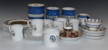 Royal Crown Derby Imari and Coalport cups and saucers, Wedgwood Susie Cooper Glen Mist tea set, TG