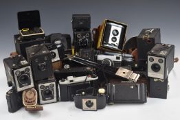 Collectable cameras to include Kodak folding and box examples, Werra 1, Soho-Pilot folding camera,