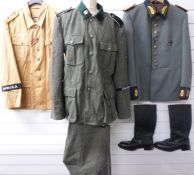Reproduction WW2 German uniforms, Africa Corps, SS etc with a pair of modern leather boots