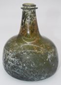 17thC onion shaped wine bottle, H13, diameter 11cm