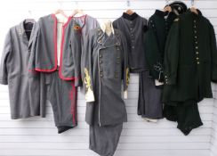 Six American Civil War re-enactment uniforms, Confederate / Union Forces, including an English