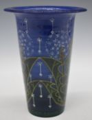 Dennis Chinaworks signed limited edition 15/82 flute vase decorated with dandelions, H16cm