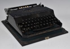 WW2 German Adler Favorit typewriter by Heinrich Keyer with handwritten note describing that it was