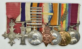 British Army Scots Guards WW1 Military Cross group of seven medals comprising MBE, Military Cross