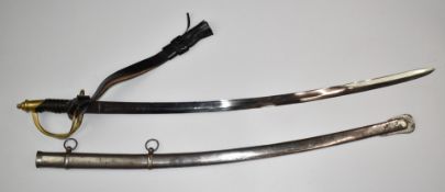 American Civil War reproduction Cavalry sword with 88cm curved blade, leather sword knot and