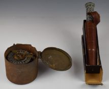 Otis King spiral slide rule calculator together with a Horstmann of Bath gas timer