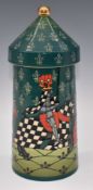 Dennis Chinaworks signed Sally Tuffin limited edition no 1 covered vase 'Tournament Tower' decorated