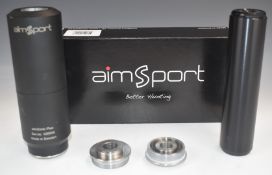 Two sound moderators AimSport .308 and AimZonic .22 with three adapters in original box and one